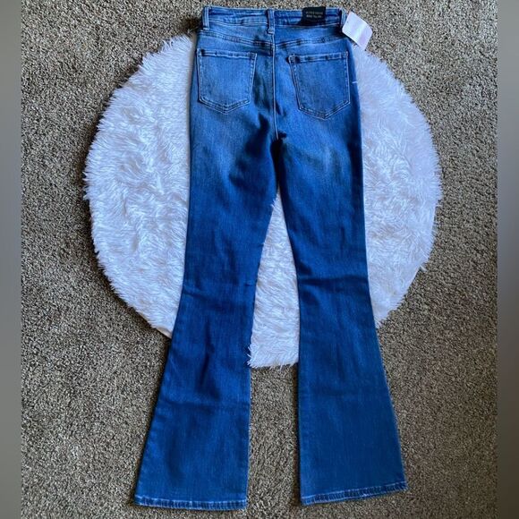 Nina Rossi Jeans Super High Rise Flare Long New Distressed Women’s Size 7 - Picture 2 of 10